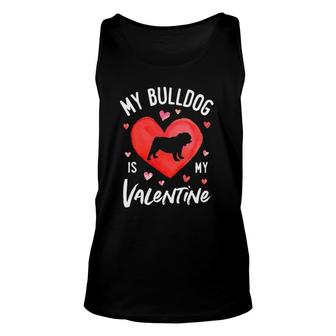 My English Bulldog Is My Valentine Valentine's Day Dog Tank Top | Mazezy