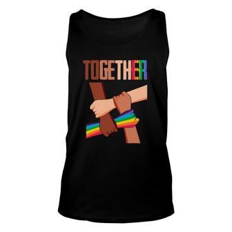 Equality Social Justice Human Rights Together Rainbow Hands Unisex Tank Top | Mazezy