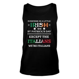 Everyone Is Irish Except Italians On StPatrick's Day Party Raglan Baseball Tee Tank Top | Mazezy