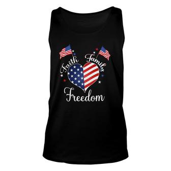 Faith Family Freedom Fourth July American Patriotic Womens Unisex Tank Top | Mazezy UK