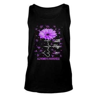 Faith Hope Love Alzheimer's Awareness Purple Flower Gift Unisex Tank Top | Mazezy