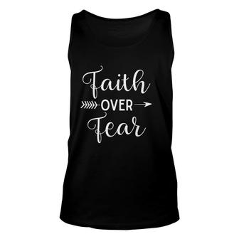 Faith Over Fear Cute Lettering Inspirational Christian Unisex Tank Top | Mazezy