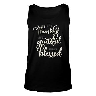 Womens Fall Autumn Thanksgiving Thankful Grateful Blessed Idea V-Neck Tank Top | Mazezy