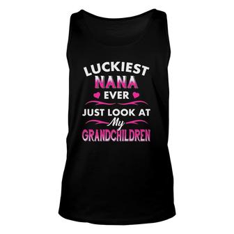 Family Luckiest Nana Ever Just Look At My Grandchildren Hearts Tank Top | Mazezy
