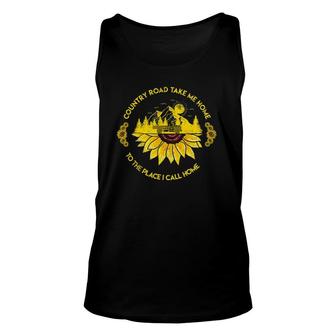 Farm Sunflower Road Take Me Home Country Funny Farmer Gift Unisex Tank Top | Mazezy