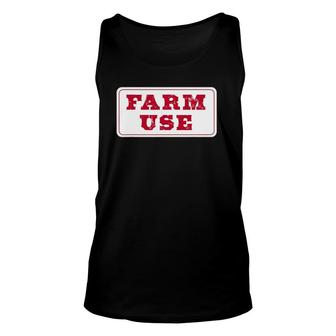Farm Use License Plate With Shop Worn Font Unisex Tank Top | Mazezy