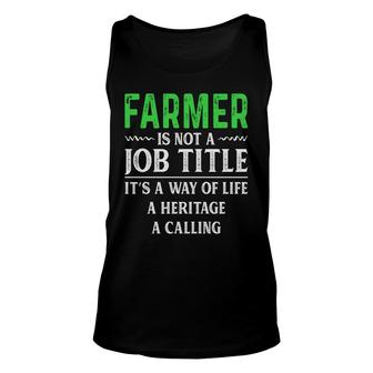 Farmer Is Not A Job It Is A Way Of Life Job Title Profession Unisex Tank Top - Thegiftio UK
