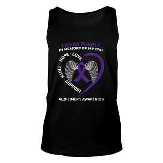 Womens Father Wear Purple In Memory Of My Dad Alzheimer's Awareness V-Neck Tank Top | Mazezy