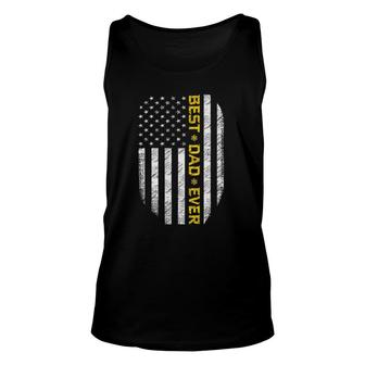 Father's Day Best Dad Ever With Us American Flag Patriot Dad Tank Top | Mazezy