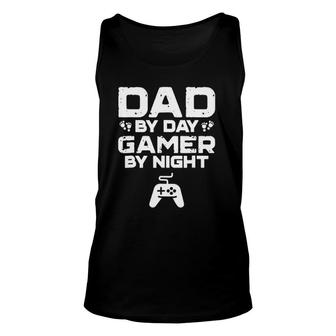Mens Father's Day Dad By Day Gamer By Night Video Game Tank Top | Mazezy