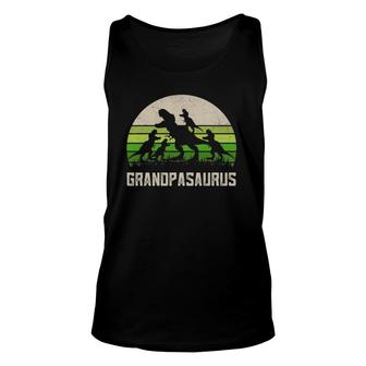 Mens Father's Day Grandpa Grandpasaurus Dinosaur 4 Kids Trex Tank Top | Mazezy