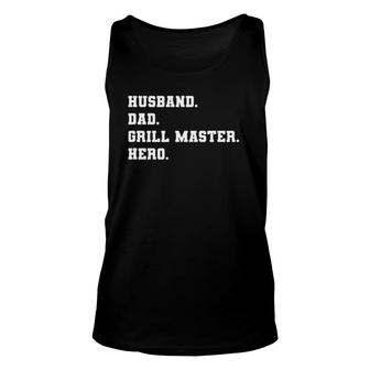 Mens Father's Day Outfit Husband Dad Grill Master Hero Quote Tank Top | Mazezy