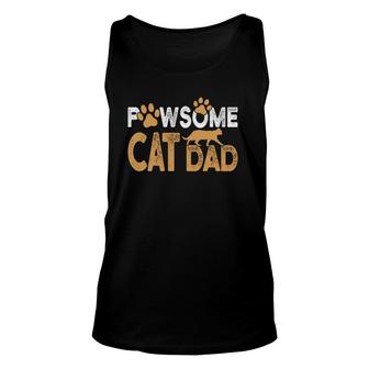 Father’S Day Pawsome Best Cat Dad Ever Vintage Cat Daddy Paw Silhouette Tank Top | Mazezy