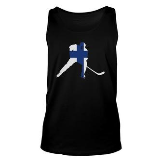 Finland Ice Hockey Player Finnish Team Stick Puck Unisex Tank Top | Mazezy