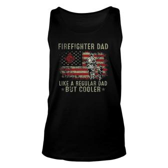 Mens Firefighter Dad Like Regular But Cooler Fireman Father's Day Tank Top | Mazezy