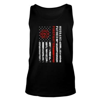 Firefighter Husband Father Fireman Father's Day For Dad Tank Top | Mazezy