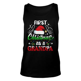 First Christmas As A Grandpa Santa Hat Xmas Light 2021 Unisex Tank Top | Mazezy