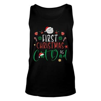 First Christmas As Cat Dad Pj's For Xmas Cat Owner Unisex Tank Top | Mazezy