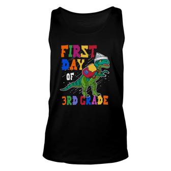 First Day Of 3Rd Graderex Dinosaur Back To School Backpack Paper Ship Tank Top | Mazezy