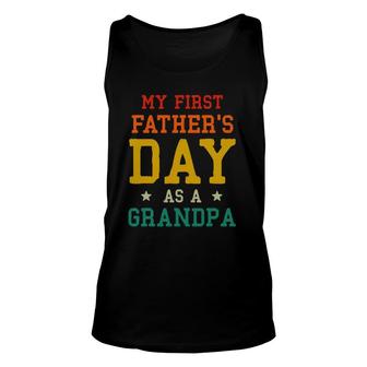 Mens My First Father's Day As A Grandpa Est 2022 First Time Dad Tank Top | Mazezy