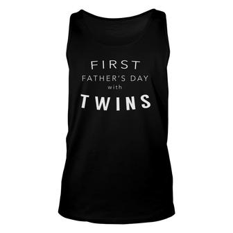 First Father's Day With Twins - Gift For Dad Of Twins Unisex Tank Top | Mazezy DE