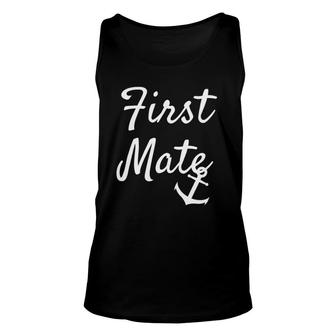 First Mate Matching Couple Cruise Boating Anchor Graphic Unisex Tank Top | Mazezy