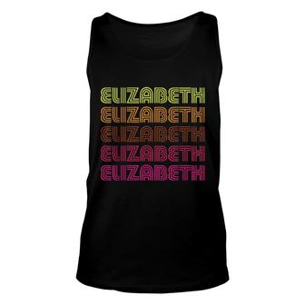 First Name Elizabeth Funky Retro Vintage Disco Design Unisex Tank Top | Mazezy