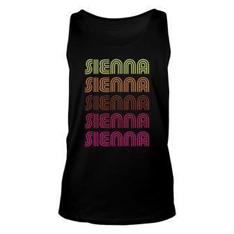 First Name Sienna Funky Retro Vintage Disco Design Unisex Tank Top | Mazezy