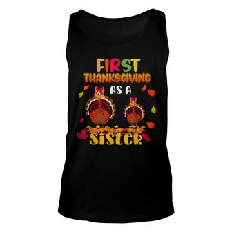 First Thanksgiving As A Sister 2021 Pregnancy Announcement Unisex Tank Top | Mazezy