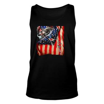 Fishing Fish Hooked American Flag Unisex Tank Top | Mazezy
