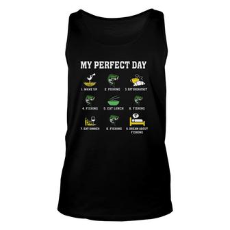 Fishing Funny My Perfect Day Fishermen Unisex Tank Top | Mazezy