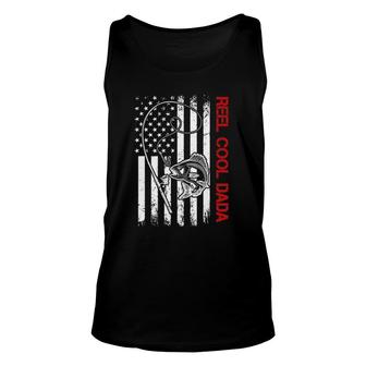 Mens Fishing Stuff For Fathers Day, Reel Cool Dada American Flag Tank Top | Mazezy