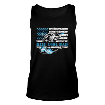 Fishing Stuff For Father's Day Reel Cool Dad American Flag Unisex Tank Top | Mazezy