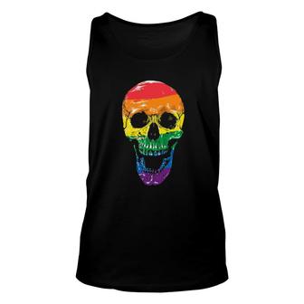 Flag Skull Halloween Gay Pride Month Lgbt Unisex Tank Top | Mazezy