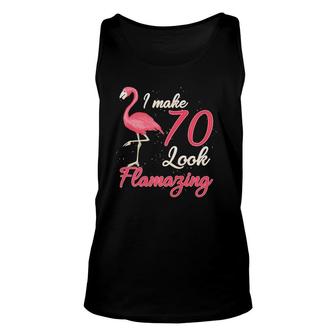 Flamingo 70Th For 70 Years Old Women Birthday Premium Tank Top | Mazezy
