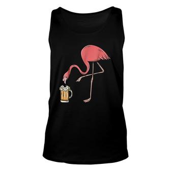 Flamingo Drinking Beer Unisex Tank Top | Mazezy
