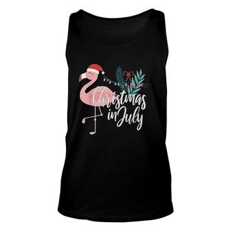 Flamingo In Santa Hat Christmas In July Unisex Tank Top - Thegiftio
