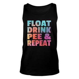 Float Drink Pee & Repeat Summer Beach Swimming Pool Vacation Tank Top | Mazezy