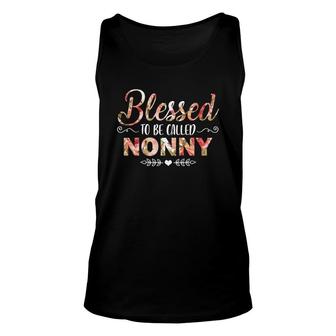 Flower Blessed To Be Called Nonny Black Unisex Tank Top | Mazezy
