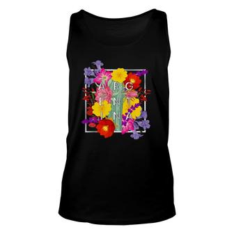Flowers Of Argentina Word Art - Argentinian Pride Unisex Tank Top | Mazezy