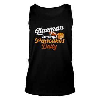 Football Offensive Football Lineman Serving Pancakes Daily Unisex Tank Top | Mazezy