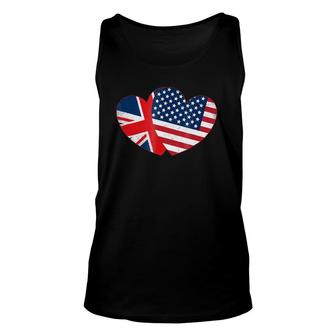 Fourth Of July S British American Flags Hearts Uk Usa Unisex Tank Top | Mazezy