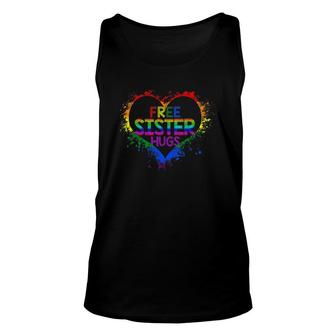 Free Sister Hugs Heart Rainbow Lgbt Pride Womens Unisex Tank Top | Mazezy DE