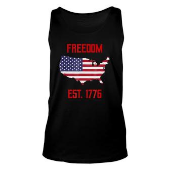 Freedom Est 1776 American Flag Map Unisex Tank Top | Mazezy