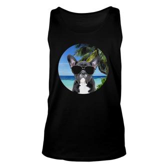 Womens French Bulldog Frenchie Dog Lover Beach Tropical Cute Tank Top | Mazezy