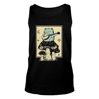 Frog Lover Guitar Mushroom Frog Playing Guitar Unisex Tank Top | Mazezy