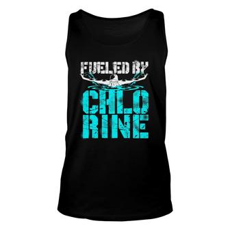 Fueled By Chlorine Swimming Gifts Swimmer Butterfly Unisex Tank Top | Mazezy