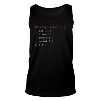 Function Repeat Eat Sleep Code Repeat Funny Programmer Unisex Tank Top | Mazezy