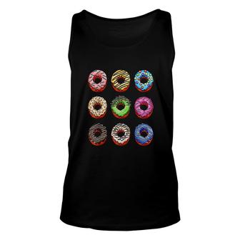 Funny Big Pack Donuts Bakery Tasty And Sweet Dessert Gift Unisex Tank Top | Mazezy