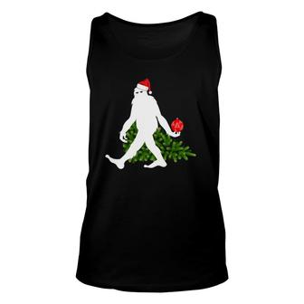 Funny Bigfoot Sasquatch Santa Hat Christmas Tree Ornament Unisex Tank Top | Mazezy